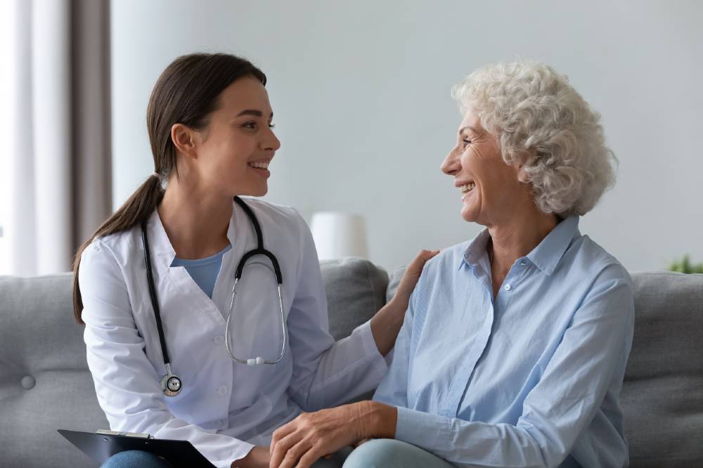 Senior woman talking with her doctor