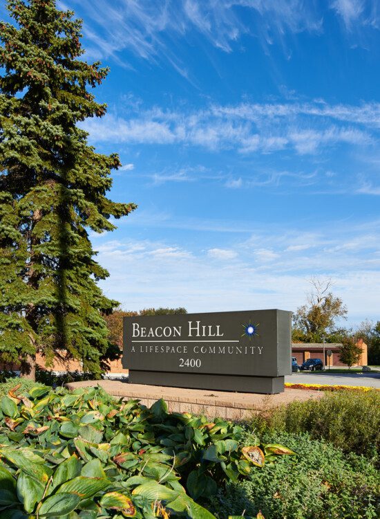 Entrance sign for Beacon Hill Senior Living Community