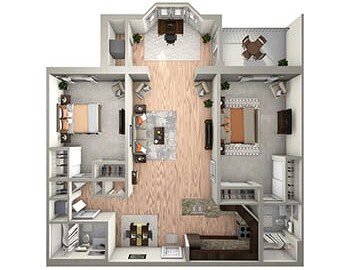 Two Bedroom Classic floor plan at Beacon Hill Senior Living Community