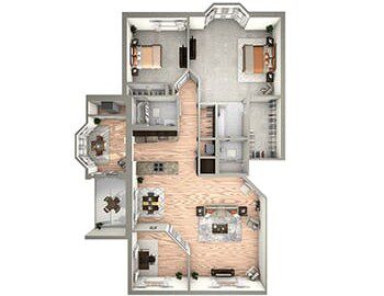 Two Bedroom Supreme with Den floor plan at Beacon Hill Senior Living Community