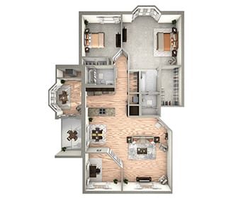 Two Bedroom Supreme with Den floor plan at Beacon Hill Senior Living Community